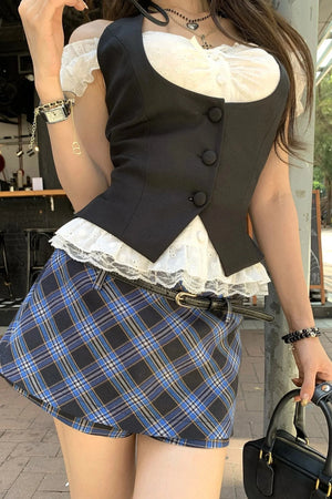 Plaid Bodycon Mini Skirt
