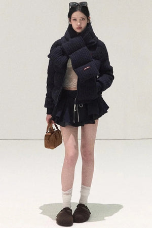 Plaid Color-Blocked A-Line Skirt