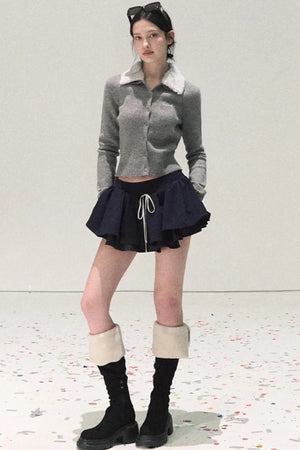 Plaid Color-Blocked A-Line Skirt