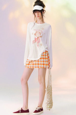 Plaid Drawstring Mini Skirt