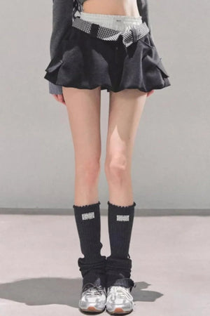 Plaid Floral A-Line Skirt