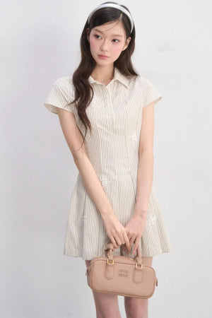 Plaid Floral Waist-Cinching Dress