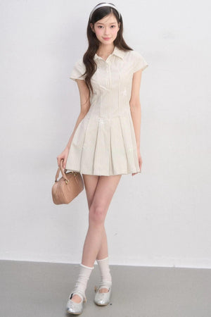 Plaid Floral Waist-Cinching Dress