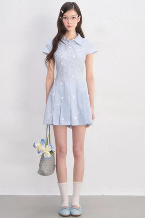 Plaid Floral Waist-Cinching Dress