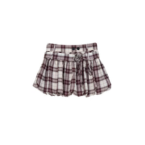 Plaid Fluffy Skirt & Shirt Set-Up