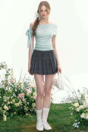 Plaid Gray Midi Skirt