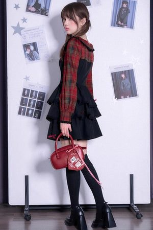 Plaid Grid Cake Dress