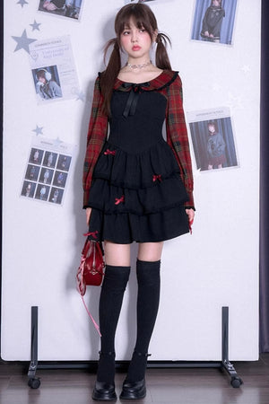 Plaid Grid Cake Dress