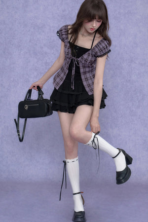 Plaid Halter Neck Top Set-Up