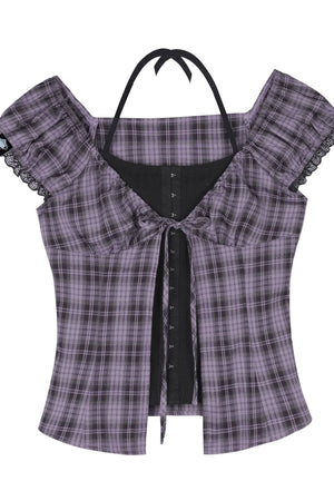 Plaid Halter Neck Top Set-Up