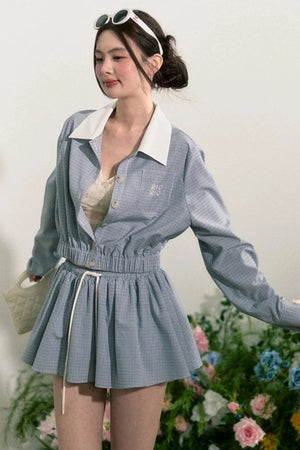 Plaid Halter Skirt Set-Up