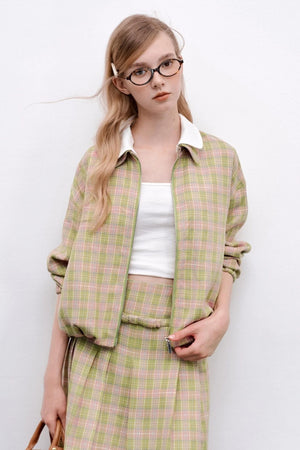 Plaid Irregular Pleated Skirt