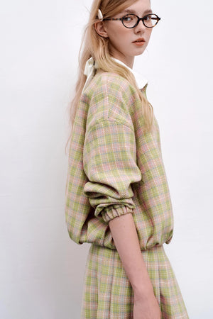 Plaid Irregular Pleated Skirt