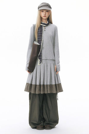 Plaid Knit Pleated Dress