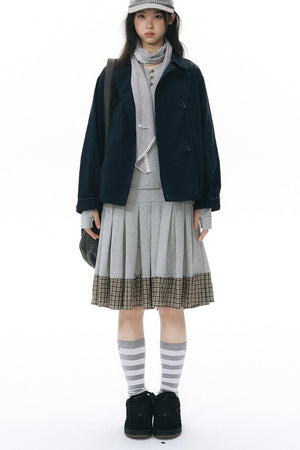 Plaid Knit Pleated Dress