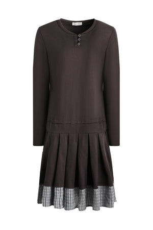 Plaid Knit Pleated Dress