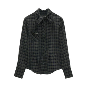 Plaid Lace-Up Blouse Set-Up