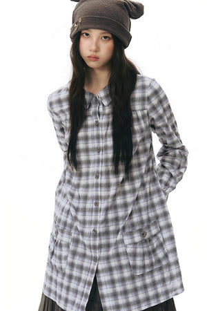 Plaid Large Pocket Shirt