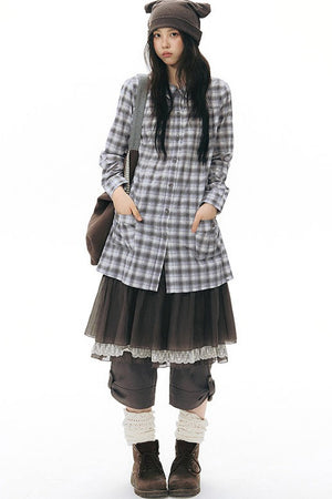 Plaid Large Pocket Shirt