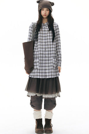 Plaid Large Pocket Shirt