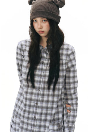 Plaid Large Pocket Shirt