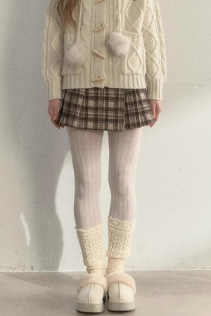 Plaid Leather Buckle Skirt