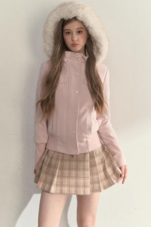Plaid Leather Buckle Skirt