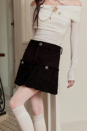 Plaid Metal Chain A-Line Skirt