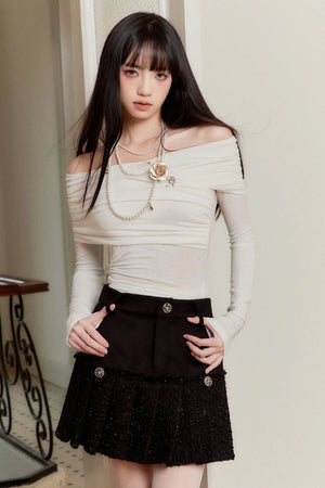 Plaid Metal Chain A-Line Skirt