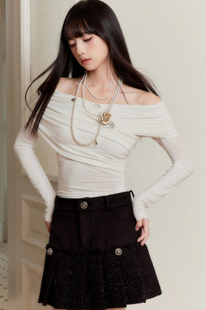 Plaid Metal Chain A-Line Skirt