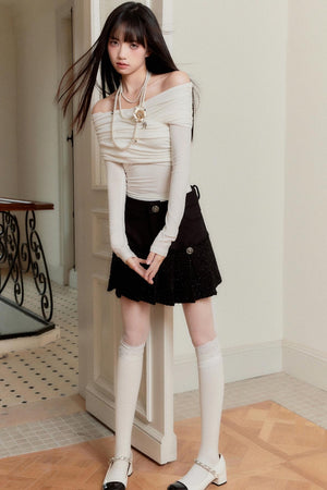 Plaid Metal Chain A-Line Skirt