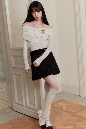 Plaid Metal Chain A-Line Skirt