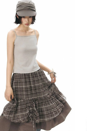 Plaid Multi-Layer Cake Skirt