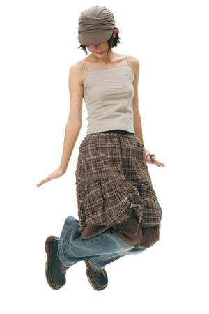 Plaid Multi-Layer Cake Skirt