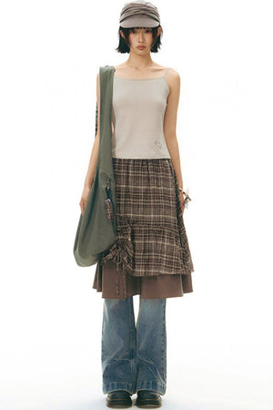 Plaid Multi-Layer Cake Skirt