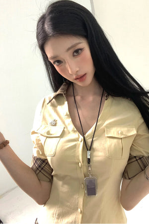 Plaid Patchwork Blouse Set-Up
