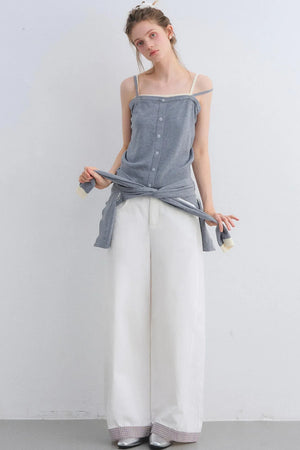 Plaid Patchwork High-Waisted Pants