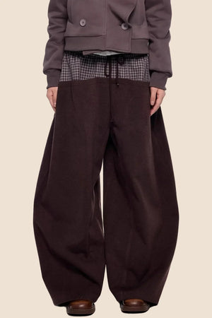 Plaid Patchwork Wide-Leg Pants