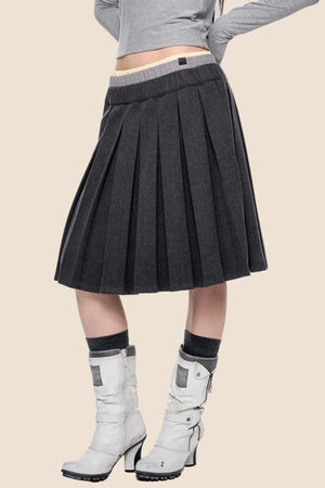 Plaid Patchwork Wool Skirt