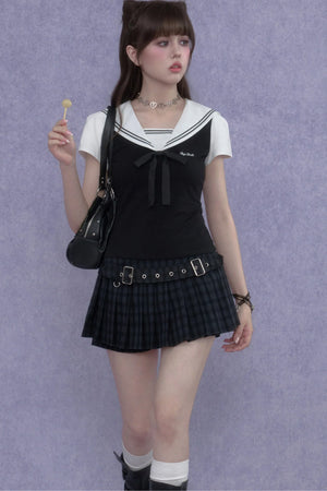 Plaid Pleated Skirt Shorts
