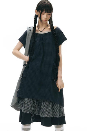 Plaid Pocket Vintage Dress