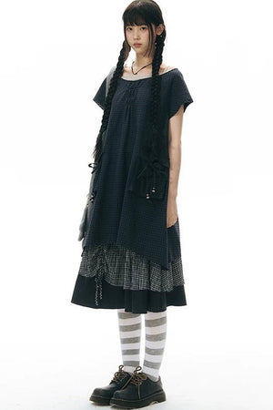 Plaid Pocket Vintage Dress