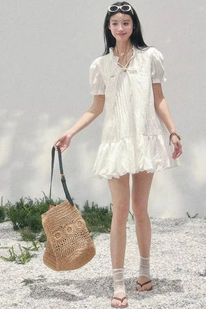 Plaid Puff Sleeve Dress