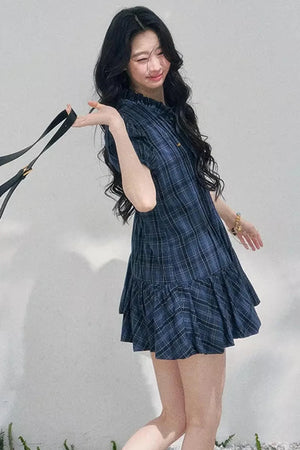 Plaid Puff Sleeve Dress