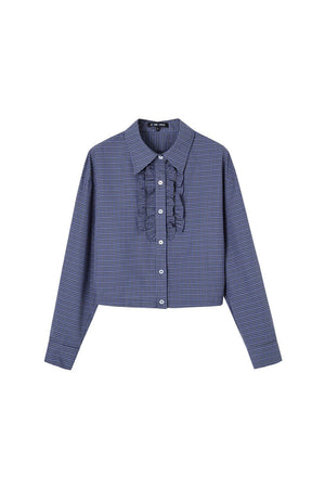 Plaid Ruffled Shirt and Cake Skirt Set-Up