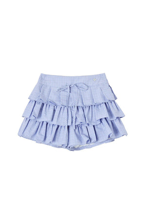 Plaid Ruffled Shirt and Cake Skirt Set-Up