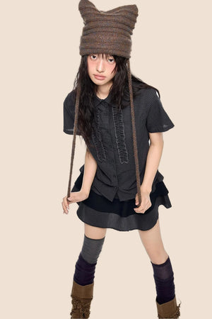 Plaid Shirt and Tiered Skirt Set-Up