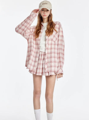 Plaid Shirt With Shorts Pants Set-Up