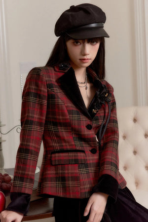 Plaid Slimming Waist Shirt & Skirt Set-Up