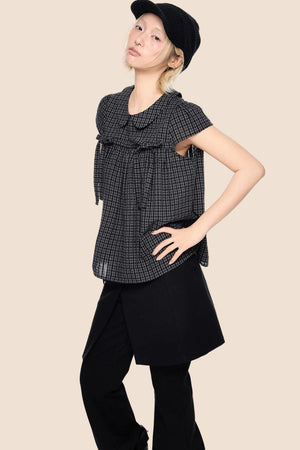 Plaid Tie Doll Collar T-Shirt Set-Up